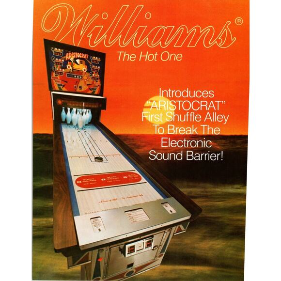 Aristocrat Shuffle Bowling Alley Arcade Game Flyer Vintage Promo Art 8.5" x 11" - Picture 1 of 2
